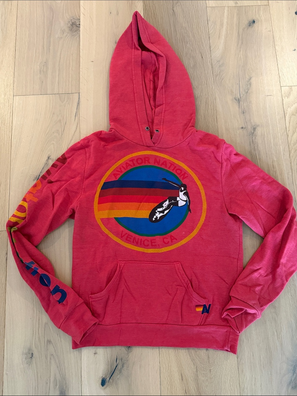 Aviator nation Red Pullover Hoodie with Surf Graphic